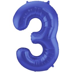 Palloncino Foil Blu Metallizzato Opaco, Satinato, Numero 3, 34&quot; - 86 cm,1 pz, 5FL65923