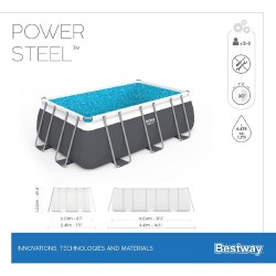 Bestway 56441 Power Steel Rettangolare 404x201x100 cm con Pompa di Filtraggio e Scaletta