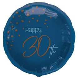 Palloncino foil 18&quot; - 45 cm Happy 30th, Elegant True Blue, 5FL66730