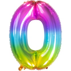 Palloncino in alluminio Yummy Gummy Rainbow Numero 0, 34&quot; - 86 cm, Multicolore, 1 pz, 5FL63240