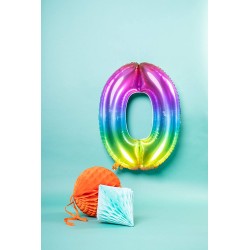 Palloncino in alluminio Yummy Gummy Rainbow Numero 0, 34&quot; - 86 cm, Multicolore, 1 pz, 5FL63240