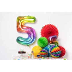 Palloncino in alluminio Yummy Gummy Rainbow Numero 0, 34&quot; - 86 cm, Multicolore, 1 pz, 5FL63240