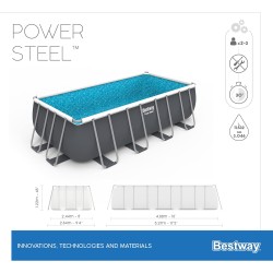 Bestway 56670 Power Steel Pro 488x244x122cm con Pompa di Filtrazione, Scaletta, Telo di Copertura