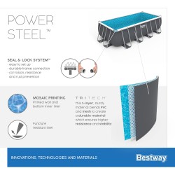 Bestway 56670 Power Steel Pro 488x244x122cm con Pompa di Filtrazione, Scaletta, Telo di Copertura