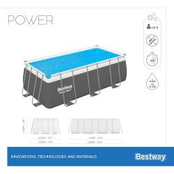 Bestway 56457 Power Steel 412x201x122cm con Pompa di Filtrazione Filtro a Sabbia e Scaletta