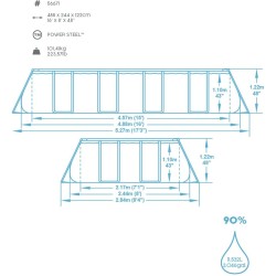 Bestway 56671 Power Steel 488x244x122cm con Pompa di Filtrazione a Sabbia, Scaletta, Telo di Copertura
