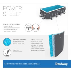 Bestway 56671 Power Steel 488x244x122cm con Pompa di Filtrazione a Sabbia, Scaletta, Telo di Copertura