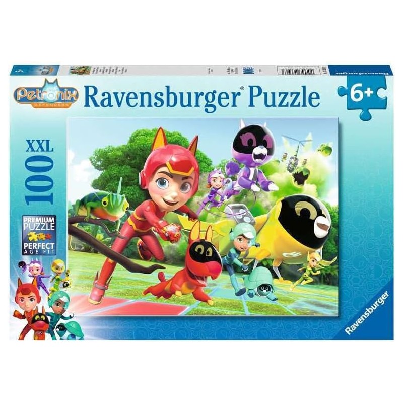 Ravensburger - Puzzle XXL Petronix Defenders, Idea Regalo per Bambini 6+ Anni, Gioco Educativo e Stimolante, 100 pezzi