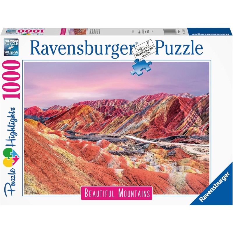 Ravensburger - Puzzle Montagne Arcobaleno, Cina, Collezione Beautiful Mountains, 1000 Pezzi, Idea regalo, per Lei o Lui, Puzzle 