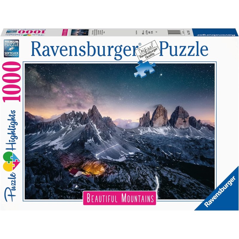 Ravensburger - Puzzle Le Tre Cime di Lavaredo, Collezione Beautiful Mountains, 1000 Pezzi, Puzzle Adulti