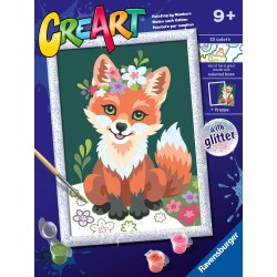 Ravensburger - CreArt Serie D, Volpe Con Fiori, Dipingere con i Numeri, Kit Pittura Bambini, Tema Animali, Cornice Inclusa, Gioc