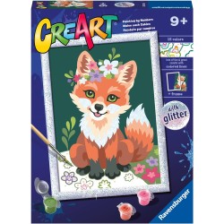 Ravensburger - CreArt Serie D, Volpe Con Fiori, Dipingere con i Numeri, Kit Pittura Bambini, Tema Animali, Cornice Inclusa, Gioc