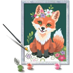 Ravensburger - CreArt Serie D, Volpe Con Fiori, Dipingere con i Numeri, Kit Pittura Bambini, Tema Animali, Cornice Inclusa, Gioc