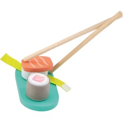 Trudi Sevi 11104 - Set Sushi (32 pz) | Giochi di ruolo in legno bambini. Accessori Cibo finto da cucina per giocare | 29x7x19cm 