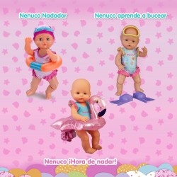 Nenuco - Impara ad immergersi, bambola meccanica 35 cm, muove le gambe, nuova avanti e indietro, con costume da bagno, pinne e o