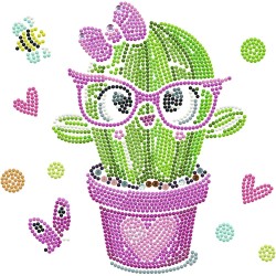 DIAMOND DOTZÂ® Dotzies Pretty in Pink Cactus, trapano parziale, Dotz rotondo, kit per pittura con diamanti, kit per adulti, arte