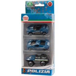 Giochi Preziosi - Polizia - 3 Veicoli Die Cast Della Polizia Mod1 A Ruota Libera In Scala 1:64 Livrea Originale Della Polizia E 