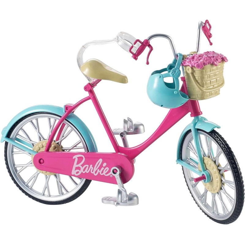 Mattel - Barbie Bicicletta per Bambole con Casco e Accessori, Multicolore, Giocattolo per Bambini 3 + Anni, DVX55