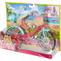 Mattel - Barbie Bicicletta per Bambole con Casco e Accessori, Multicolore, Giocattolo per Bambini 3 + Anni, DVX55