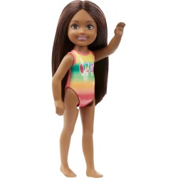 Mattel - Barbie Chelsea Club Bambola Afro Spiaggia con Costume, GVH56