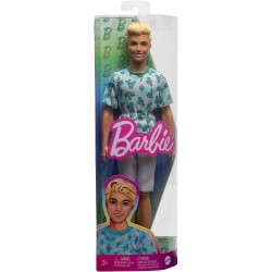 Mattel - Barbie Ken Fashionistas n.211, dai capelli biondi con look alla moda, t-shirt con cactus, pantaloncini bianchi e sneake