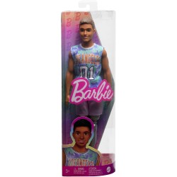 Mattel - Barbie Ken Fashionistas n.212, Capelli castani e Protesi alla Gamba, con Maglia Los Angeles, Pantaloncini Viola e Sneak