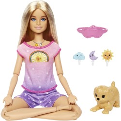 Mattel - Barbie Benessere e Meditazione, Luce e Musica per la Meditazione, Mascherina per Gli Occhi, Cagnolino e 3 Emoticon da c