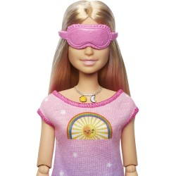 Mattel - Barbie Benessere e Meditazione, Luce e Musica per la Meditazione, Mascherina per Gli Occhi, Cagnolino e 3 Emoticon da c