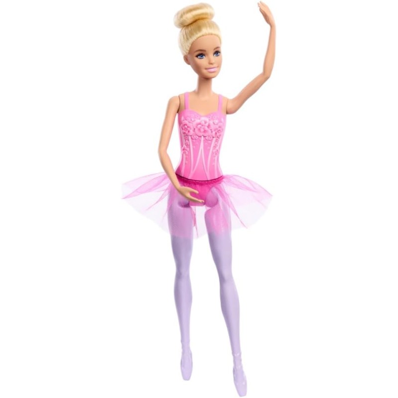 Mattel - Barbie Ballerina, bambola bionda con corpetto decorato a fiori e tutÃ¹ viola rimovibile, braccia in posa da danza e sca