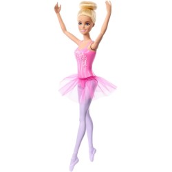 Mattel - Barbie Ballerina, bambola bionda con corpetto decorato a fiori e tutÃ¹ viola rimovibile, braccia in posa da danza e sca