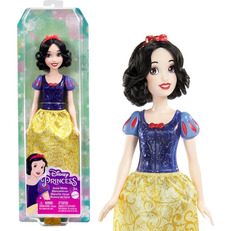 Mattel - Disney Princess - Biancaneve bambola con capi e accessori scintillanti ispirati al film, 3+ Anni, HLW08