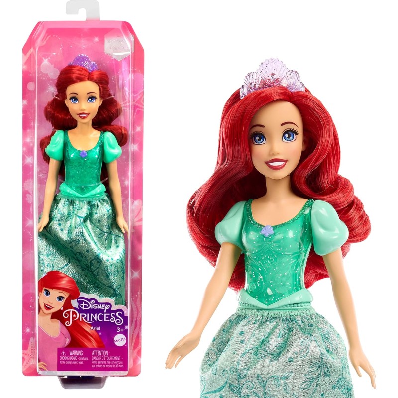 Mattel - Disney Princess - Ariel bambola con capi e accessori scintillanti ispirati al film, 3+ Anni, HLW10