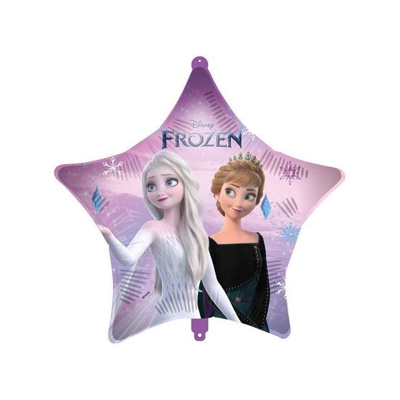Palloncino Stella Frozen II Elsa e Anna con pesetto e nastrino 18&quot; 46 cm, 1pz, 5PR94991