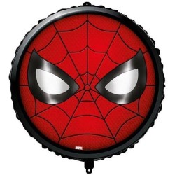 Palloncino Tondo Viso Spiderman con pesetto e nastrino 18&quot; 46 cm, 1pz, 5PR94995