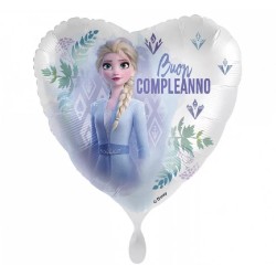 Palloncino Cuore Frozen Elsa Buon Compleanno 17&quot; 43 cm, 1pz, 7AP108-DIS