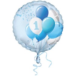 Palloncino foil 18â€� - 45cm celeste per primo compleanno bambini con grafica palloncini per addobbi maschietto, 5IT800007