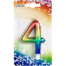 Boland - Candela con NÂ° 4, Multicolore, CANDLE SHAPE OF A FOIL BALLOON, 30134