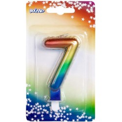 Boland - Candela con NÂ° 7, Multicolore, CANDLE SHAPE OF A FOIL BALLOON, 30137