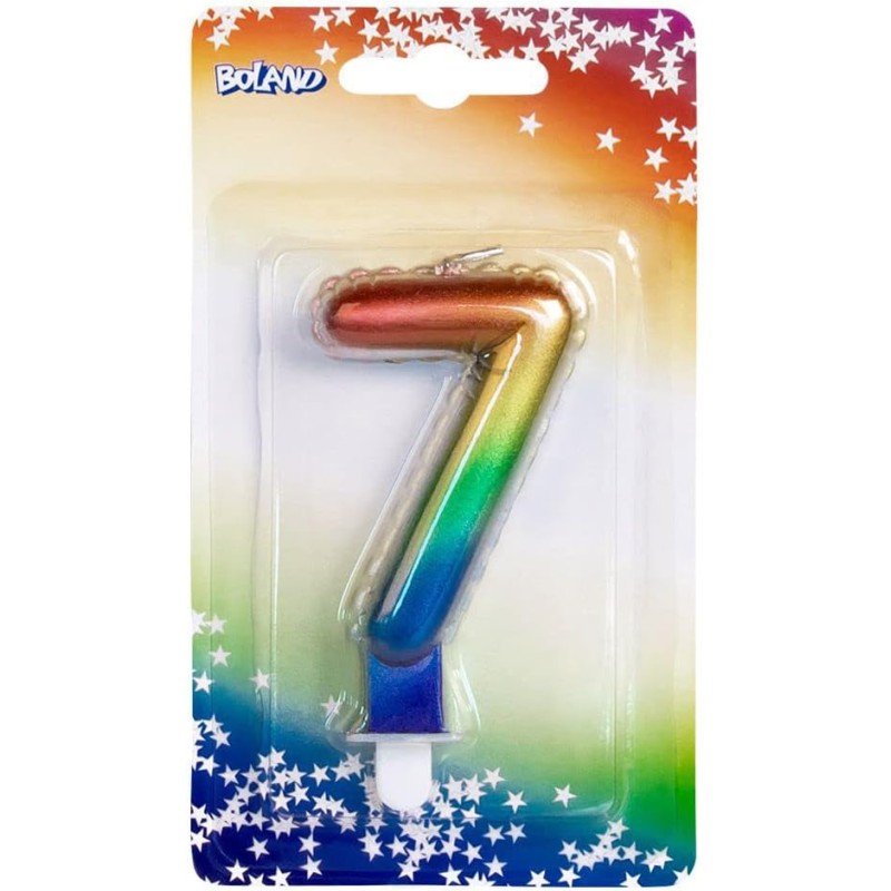 Boland - Candela con NÂ° 7, Multicolore, CANDLE SHAPE OF A FOIL BALLOON, 30137