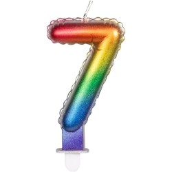 Boland - Candela con NÂ° 7, Multicolore, CANDLE SHAPE OF A FOIL BALLOON, 30137