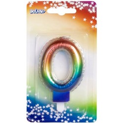 Boland - Candela con NÂ° 0, Multicolore, CANDLE SHAPE OF A FOIL BALLOON, 30130