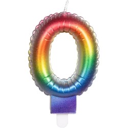 Boland - Candela con NÂ° 0, Multicolore, CANDLE SHAPE OF A FOIL BALLOON, 30130