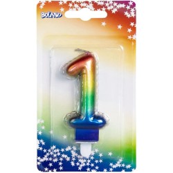 Boland - Candela con NÂ° 1, Multicolore, CANDLE SHAPE OF A FOIL BALLOON, 30131