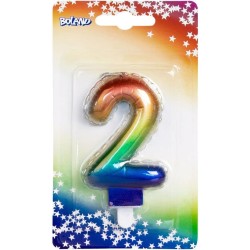 Boland - Candela con NÂ° 2, Multicolore, CANDLE SHAPE OF A FOIL BALLOON, 30132