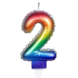 Boland - Candela con NÂ° 2, Multicolore, CANDLE SHAPE OF A FOIL BALLOON, 30132