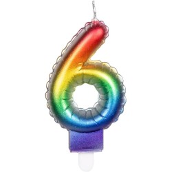 Boland - Candela con NÂ° 6, Multicolore, CANDLE SHAPE OF A FOIL BALLOON, 30136