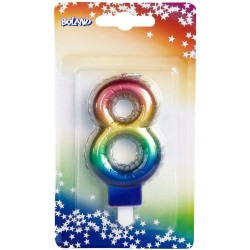 Boland - Candela con NÂ° 8, Multicolore, CANDLE SHAPE OF A FOIL BALLOON, 30138