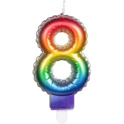 Boland - Candela con NÂ° 8, Multicolore, CANDLE SHAPE OF A FOIL BALLOON, 30138