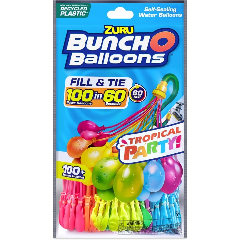 Zuru - Confezione da 100 Bombe Acqua BUNCH O BALLOONS TROPICAL PARTY