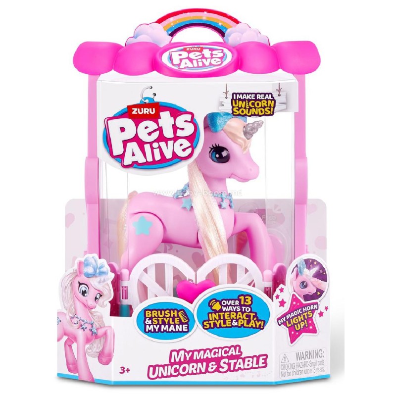 Zuru - Pets Alive Unicorno Rosa Elettrico con Stalla, 9545